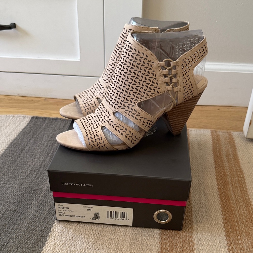 Vince Camuto Esten Woven Stacked Heel Sandals